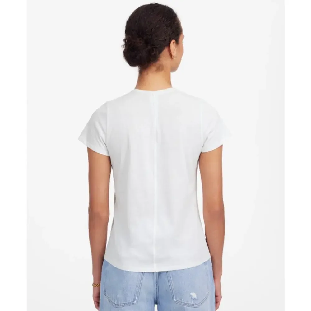 Madewell Essential Slim Tee WMNS M White Lightweight Cotton Stretch Short Sleeve